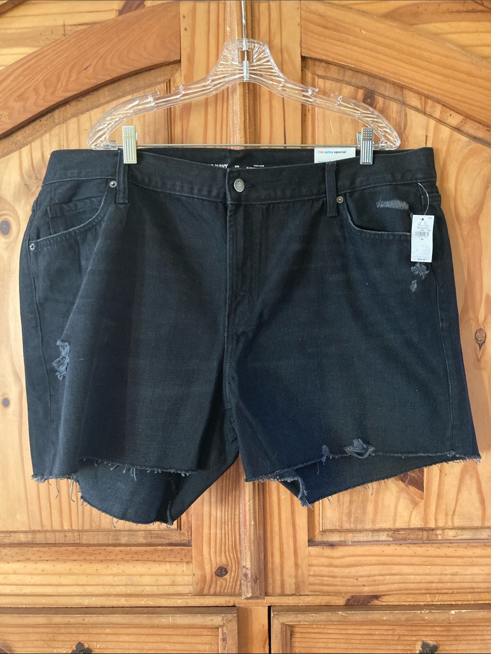 Old Navy Slouchy Straight black High Rise Jean shorts size 20 - NWT